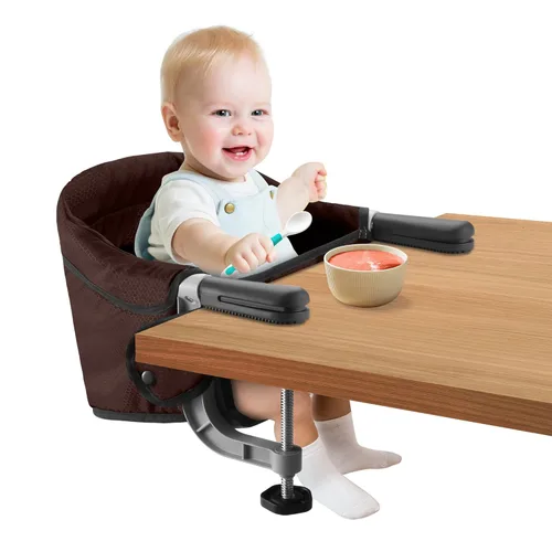 Miniatura 12 de Toogel Silla alta de gancho, silla alta portátil para bebé, asiento de mesa plegable con clip para 6 a 36 meses, tela antidesgarros, funda lavable