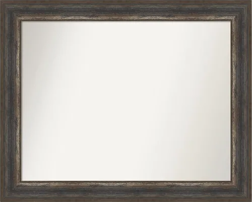 Miniatura 420 de Amanti Art Espejo de baño marrón para sobre el fregadero, 25 x 25 pulgadas, hecho a medida, espejo de tocador cuadrado marrón medio, marco de madera