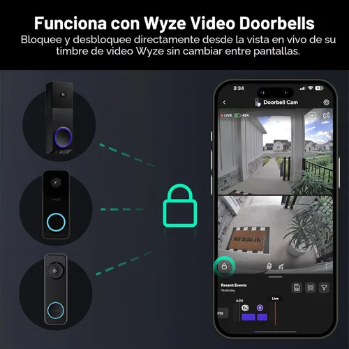 Miniatura 10 de Wyze Auto-Lock Bolt v2, cerradura inteligente de entrada sin llave con huella dactilar, escáner de aprendizaje AI con Wi-Fi, cerrojo de puerta