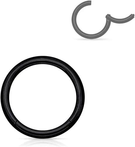 Miniatura 55 de Forbidden Body Jewelry - Piercing para la nariz de acero quirúrgico 316L con bisagra, 14G, 16G, 18G, diámetro de 15/64, 5/16, 25/64, 15/32 pulgadas
