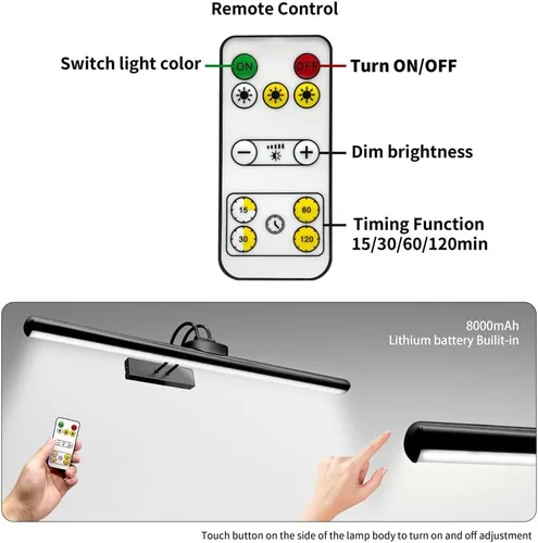 Miniatura 5 de Luces Inalámbricas para Cuadros de 26", Luz de Exhibición de Arte con Batería Recargable con Control Remoto, Regulable/Temporizador de Apagado Luz