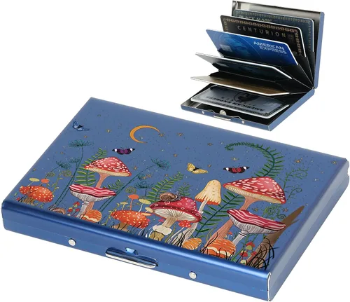 Miniatura 68 de BONSYL® Soporte para tarjetas de crédito, cartera delgada de metal con bloqueo RFID, con 6 ranuras para tarjetas, para mujeres y hombres.