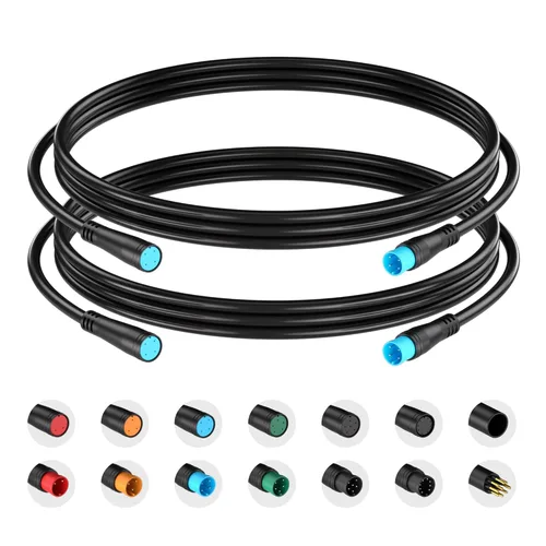 Miniatura 9 de Cable de extensión de 2 pines, 3 pines, 4 pines, 5 pines, 6 pines, 8 pines, 9 pines, enchufe impermeable funciona para luz de bicicleta eléctrica