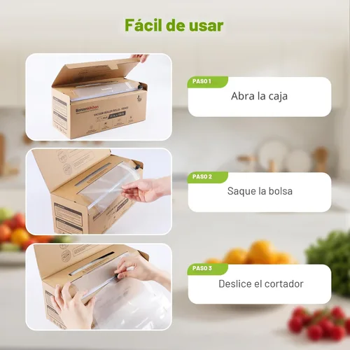 Miniatura 5 de [2025 Nuevo] Bonsenkitchen Rollos de Bolsas Selladoras al Vacío de 11" x 150' con Cortador para Almacenamiento de Alimentos, Grado Comercial, Sin