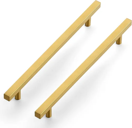 Miniatura 12 de Ravinte Paquete de 5 Manijas de Armario Doradas de Latón Cepillado Tiradores de Armario Cuadrados Dorados Herrajes para Armarios de Cocina - 2