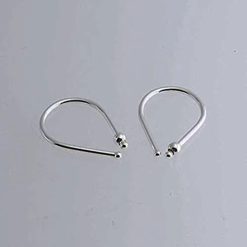 Miniatura 20 de Aretes pequeños de plata de ley 21 GA de 0.472 in con gancho de arco de herradura