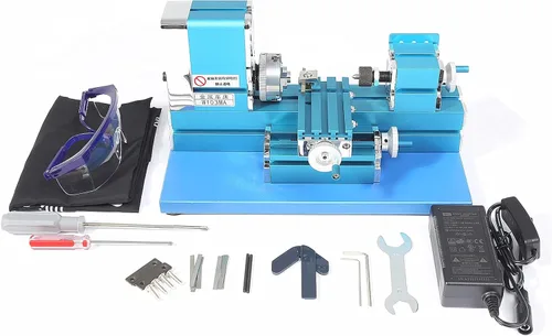 Miniatura 5 de Mini máquina de torno de metal, herramienta universal CNC DIY Torno de madera de sobremesa, Metalworking motorizado, Máquina de perforación superior