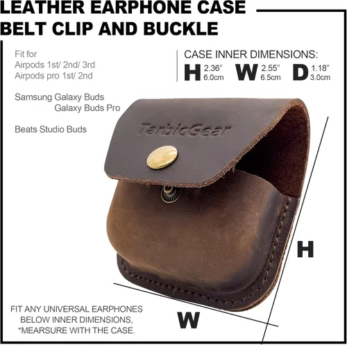 Miniatura 3 de Funda para Airpod con clip para cinturón, funda de cuero universal para Airpod Pro, Samsung Galaxy Buds y Beats Studio Buds, bolsa de cuero real