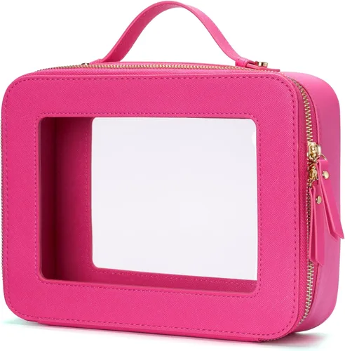 Miniatura 57 de Bolsa de maquillaje transparente Popvibe, estuche de cosméticos de viaje con cremallera, bolsa de aseo transparente con cremallera, organizador Malva