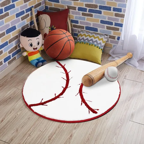 Miniatura 5 de JeogYong Alfombra de béisbol, suave y cómoda con temática deportiva, alfombra redonda para dormitorio, sala de estar, cocina, baño, decoración