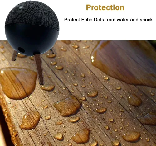 Miniatura 4 de Soporte de trípode de madera real para Alexa Echo Dots (4.ª generación) (5ª generación), soporte de madera con marco de metal y pies de silicona