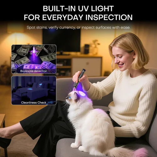 Miniatura 5 de Linterna EDC recargable, linterna pequeña de 800 lúmenes con clip magnético y base, linterna LED de 11 modos, rompedor de vidrio y abridor