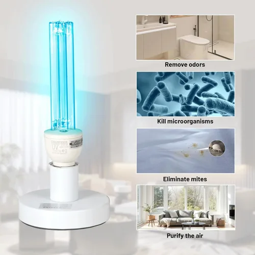 Miniatura 5 de Bombilla UVC de 25 vatios sin ozono, luz UV para dormitorio/baño/armario/cocina, longitud de onda de 253.7nm cubre hasta 400 pies cuadrados, E26