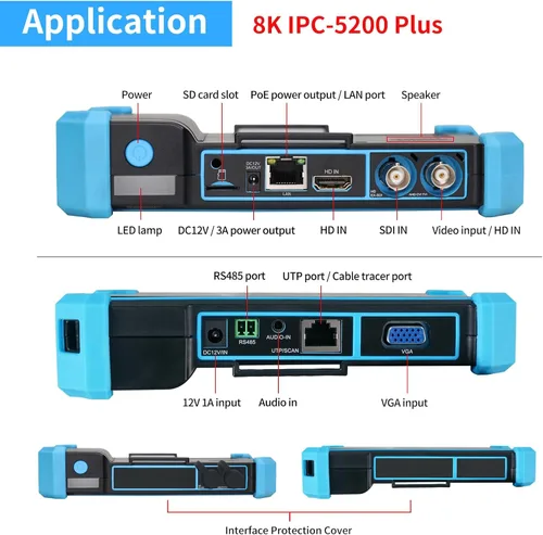Miniatura 2 de Rsrteng Probador de cámara IP, IPC-5200 Plus 8MP AHD CVI TVI SDI CVBS prueba de cámara IP 4K pantalla HD monitor de video 5 pulgadas IPS pantalla
