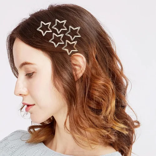 Miniatura 8 de Pinzas para el cabello Y2K de la década de 2000, pasadores de pelo antideslizantes, accesorios para el cabello de estrella plateadas, pinzas