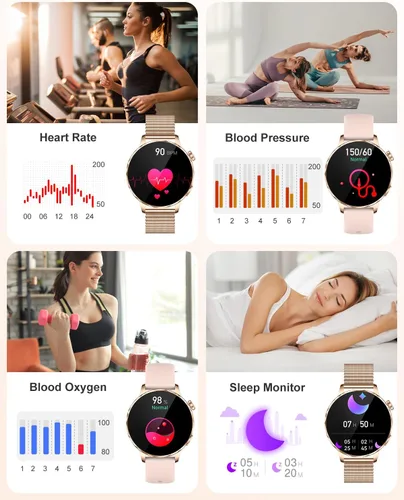 Miniatura 3 de Reloj inteligente para mujer, pantalla táctil HD de 1.27 pulgadas, llamadas Bluetooth, seguimiento de frecuencia cardíaca y sueño, más de 100 modos