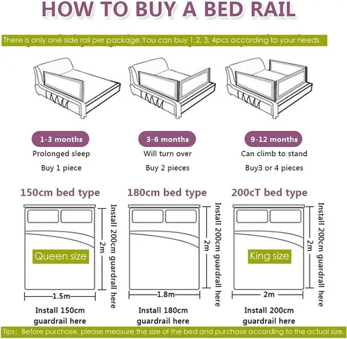 Miniatura 4 de U/D Rieles de cama para niños pequeños/niños – Riel de cama extra largo y alto para colchón de tamaño individual, matrimonial, Queen, King
