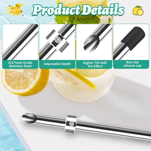 Miniatura 4 de Paquete de 1 perforador de acero inoxidable 316 para tapas de plástico, vasos de limonada, perforador de agujero afilado de limonada