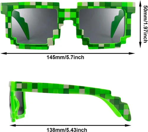 Miniatura 4 de Weewooday 15 pares de lentes de sol Pixel Retro Gamer Robot Pixel Gafas de sol pixeladas recuerdos de fiesta de cumpleaños para niños y adultos azul