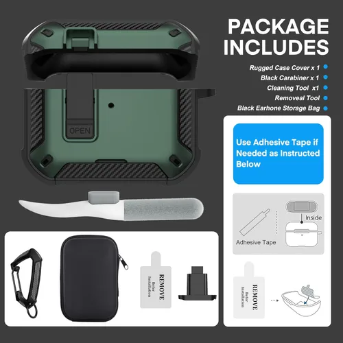 Miniatura 8 de Maxjoy for AirPods Pro 3 Case 2025, MagSafe Compatible with Auto Lock, Shockproof Protective Cover with Phone Stand, Includes Cleaning Kit &