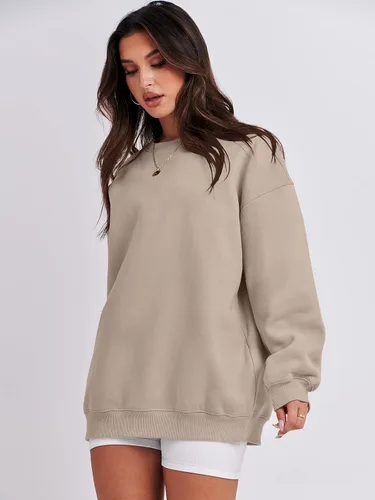 Miniatura 3 de ANRABESS Sudaderas de gran tamaño con capucha para mujer, cuello redondo, sin botones, ropa casual de otoño, ropa de preparación, adolescentes