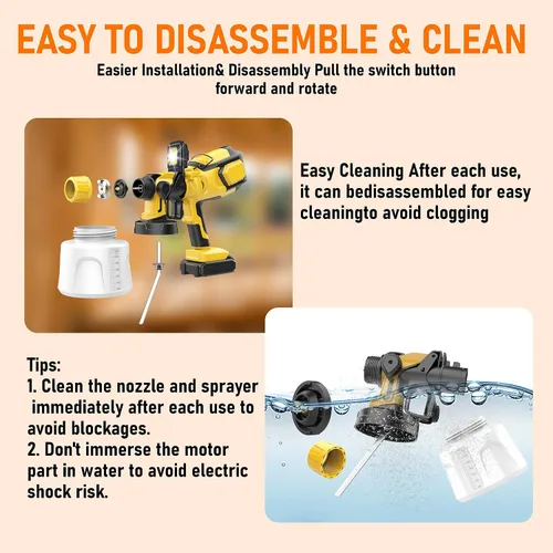 Miniatura 7 de Pulverizador de pintura inalámbrico compatible con batería Dewalt de 20 V MAX (sin batería), pistola de pintura eléctrica con luz LED, 4 boquillas