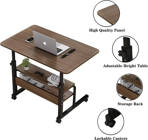 Miniatura 4 de Mesa de escritorio movible para espacios pequeños, práctico escritorio portátil para computadora, ajustable, para la oficina en casa, mesita