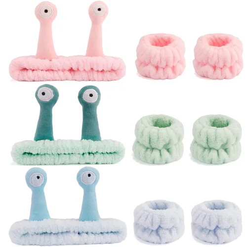 Miniatura 11 de Chanaco 12 piezas de bandas para la cabeza y toallas de muñeca de spa para lavado facial, juego de bandas para el maquillaje, bandas para el cuidado