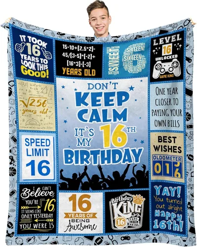 Regalos de cumpleaños para niños de 16 años, regalos de cumpleaños número 16 para niños, ideas de regalo de cumpleaños de 16 años, manta de 16 Años