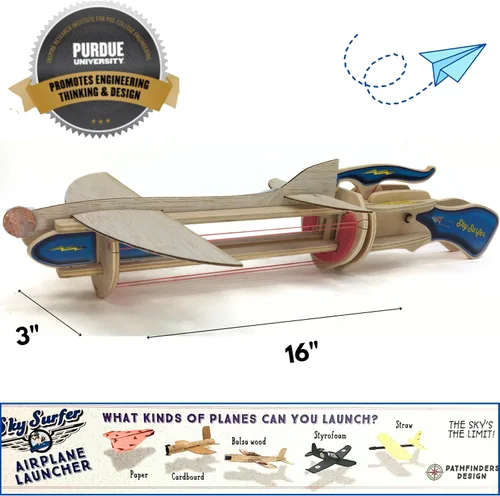 Miniatura 6 de Pathfinders Kit STEM - Lanzador de aviones de papel Kit de avión de papel Kit de ciencia para niños, adolescentes y adultos Juguetes STEM
