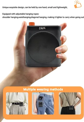 Miniatura 2 de Amplificador de voz inalámbrico portátil con dos micrófonos Lavalier Bluetooth, mini altavoz inalámbrico recargable de megáfono de voz