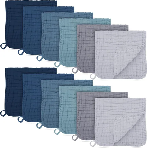 Miniatura 8 de Paquete de 12 paños de muselina para eructos, grandes de 20 x 10 pulgadas, ultra absorbentes, 100% algodón para babas y desorden del bebé, trapo