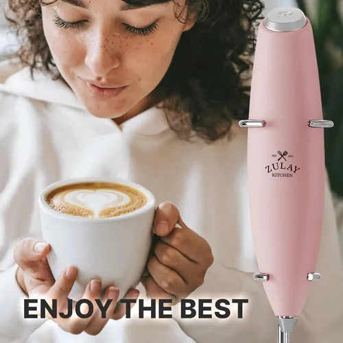 Miniatura 582 de Zulay Milk Boss Espumador de leche potente manual, hace espuma para latte, batidor para mezclar bebidas, café, miniespumador para capuchino, frappé