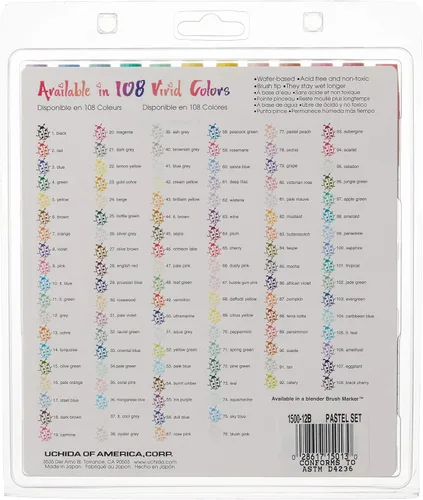Miniatura 2 de Uchida Marcadores de pincel 12/Pkg -Pastel