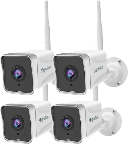 Septekon Paquete de 4 cámaras de seguridad para exteriores 2K, cámaras WiFi para seguridad del hogar con detección de movimiento, seguimiento,