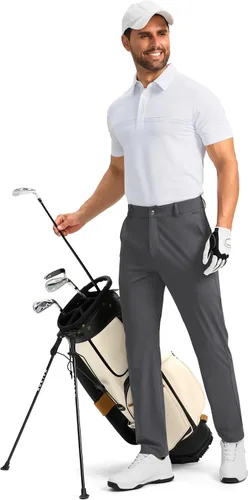 Miniatura 6 de Soothfeel Pantalones de golf para hombre con 5 bolsillos, ajustados, elásticos, casuales, de viaje, pantalones de trabajo para hombre