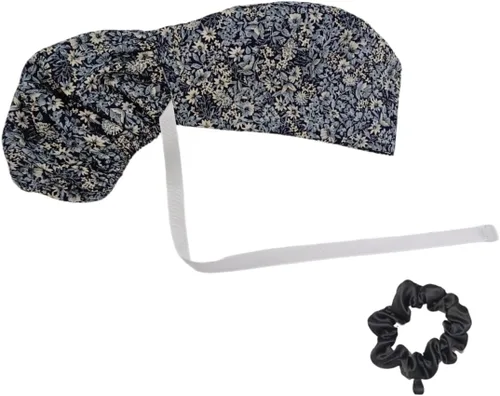 Miniatura 12 de Gorra médica con interior sedoso, gorro de algodón con banda para el sudor y botones, cola de caballo ajustable