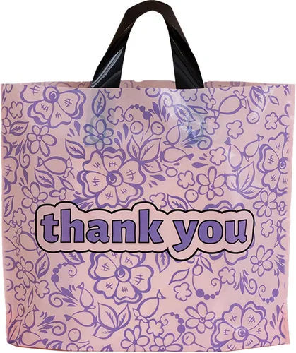 Miniatura 11 de 50 bolsas de plástico de 9.8 x 11.8 pulgadas, bolsas de compras al por menor, bolsas de boutique con asas, hermoso día (más patrones disponibles)