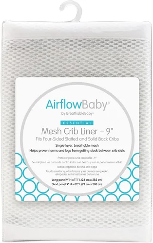 AirflowBaby Forro de malla transpirable para cunas de tamaño completo (blanco, 9 pulgadas (paquete de 1))