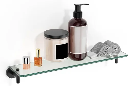 Miniatura 18 de Estantes de vidrio para baño, estante flotante de 20 pulgadas de níquel cepillado, estante de vidrio templado de acero inoxidable, estantes modernos