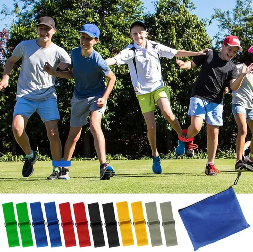 12 bandas de carreras de 3 patas, lazo elástico firme para niños, juegos al aire libre, trabajo en equipo, fiesta de cumpleaños, juego para adultos