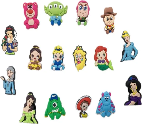 Miniatura 3 de 50 dijes de dibujos animados para zapatos de MarioMickeyVideojuegoPrincesa, etc. Dijes de cocodrilo para decoración de zapatos y pulsera, regalos