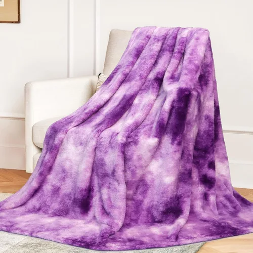 Miniatura 31 de Manta de forro polar púrpura tipo cobija - Manta de 300 GSM para sofá, cama, suave, ligera, mullida, acogedora, mantas de microfibra y cobijas