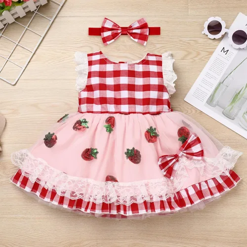 Miniatura 3 de Vestido de tul para bebé niña de 1er cumpleaños, diseño de vaca, mariposa, fresa, sesión de fotos