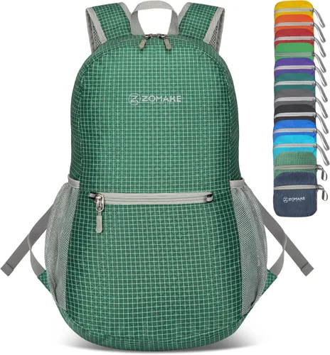 Miniatura 29 de ZOMAKE Mochila ultra ligera y compactable Mochila de senderismo resistente al agua, Mochila pequeña Mochila de camping al aire libre plegable y Negro