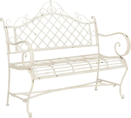 Safavieh PAT5017A Colección Adina - Banco de jardín de hierro forjado blanco antiguo, 130,2 cm, para exteriores