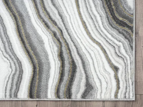 Miniatura 7 de Abani Rugs - Alfombra contemporánea granito gris y dorado de 4 x 6 pies, diseño de remolino de mármol, alfombra de comedor que no desprende pelusa