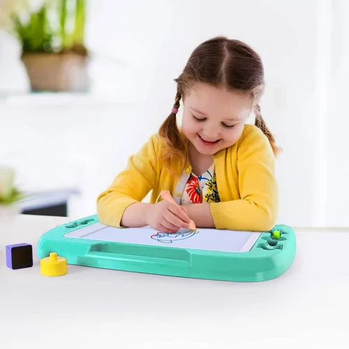 Miniatura 9 de SGILE -Pizarra magnética para dibujar grande de 4 colores y con 4 sellos, juguete para aprendizaje, regalo para niños mayores de 36 meses, 16x13