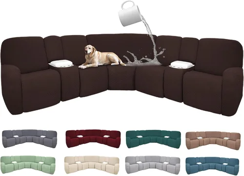 Miniatura 9 de Fundas de sofá reclinable seccional 100% impermeables para sofá reclinable en forma de L, funda de sofá modular de esquina en forma de L, fundas