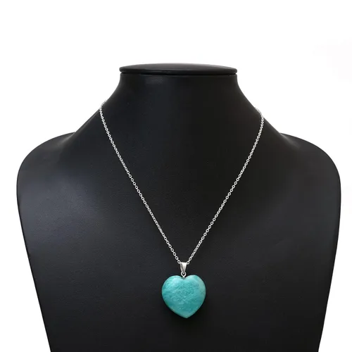 Miniatura 3 de Gempires Natural Tiendaite Heart Crystals Pendant Necklace, Silver Plated 18 + 2 Inch Adjustable Chain (Tiendaite)
